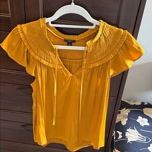 Golden Yellow Ruffled Women's Blouse